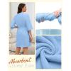 Ekouaer Women Terry Cloth Robes Absorbent Towel Robe Knee Length Soft Bathrobe 3/4 Sleeve Spa Robe with Pockets S-2XL(Light Blue)