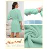 Ekouaer Women Terry Cloth Robes Absorbent Towel Robe Knee Length Soft Bathrobe 3/4 Sleeve Spa Robe with Pockets S-2XL(Mint Green)