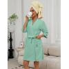 Ekouaer Women Terry Cloth Robes Absorbent Towel Robe Knee Length Soft Bathrobe 3/4 Sleeve Spa Robe with Pockets S-2XL(Mint Green)