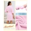 Ekouaer Women Terry Cloth Robes Absorbent Towel Robe Knee Length Soft Bathrobe 3/4 Sleeve Spa Robe with Pockets S-2XL(Pink)