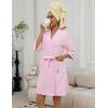 Ekouaer Women Terry Cloth Robes Absorbent Towel Robe Knee Length Soft Bathrobe 3/4 Sleeve Spa Robe with Pockets S-2XL(Pink)