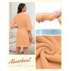 Ekouaer Women Terry Cloth Robes Absorbent Towel Robe Knee Length Soft Bathrobe 3/4 Sleeve Spa Robe with Pockets S-2XL(Soft Orange)