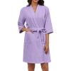 Ekouaer Women Terry Cloth Robes Absorbent Towel Robe Knee Length Soft Bathrobe 3/4 Sleeve Spa Robe with Pockets S-2XL