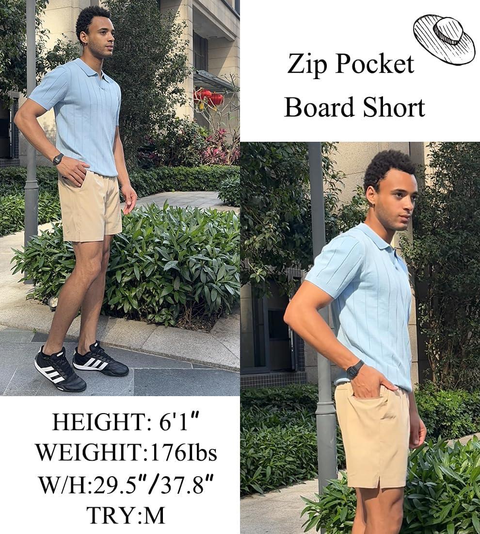 imageEkouaer Mens 7 Swim Trunks Swimwear Zip Pockets Beach Board Shorts Bathing Suits with Mesh LiningKhaki