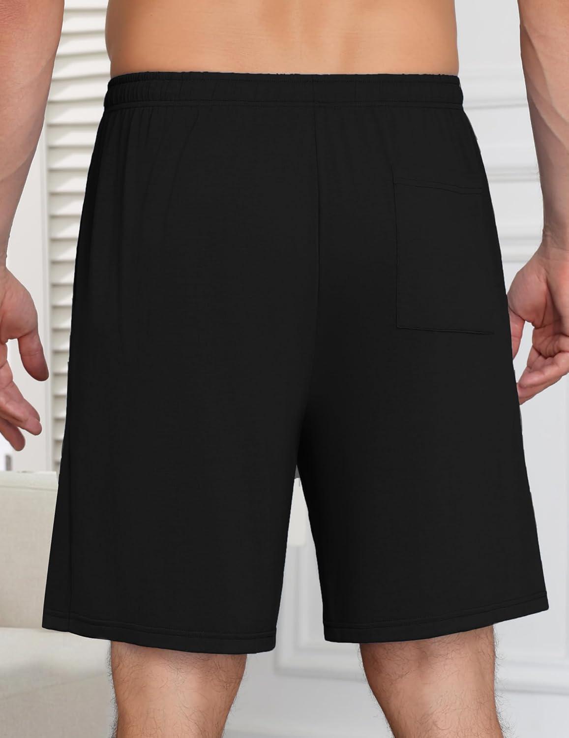 imageEkouaer Mens Pajama Shorts Bamboo Viscose Breathable Soft Sleep Short Elastic Waist 2026 Lounge PJ Short with PocketsBlack