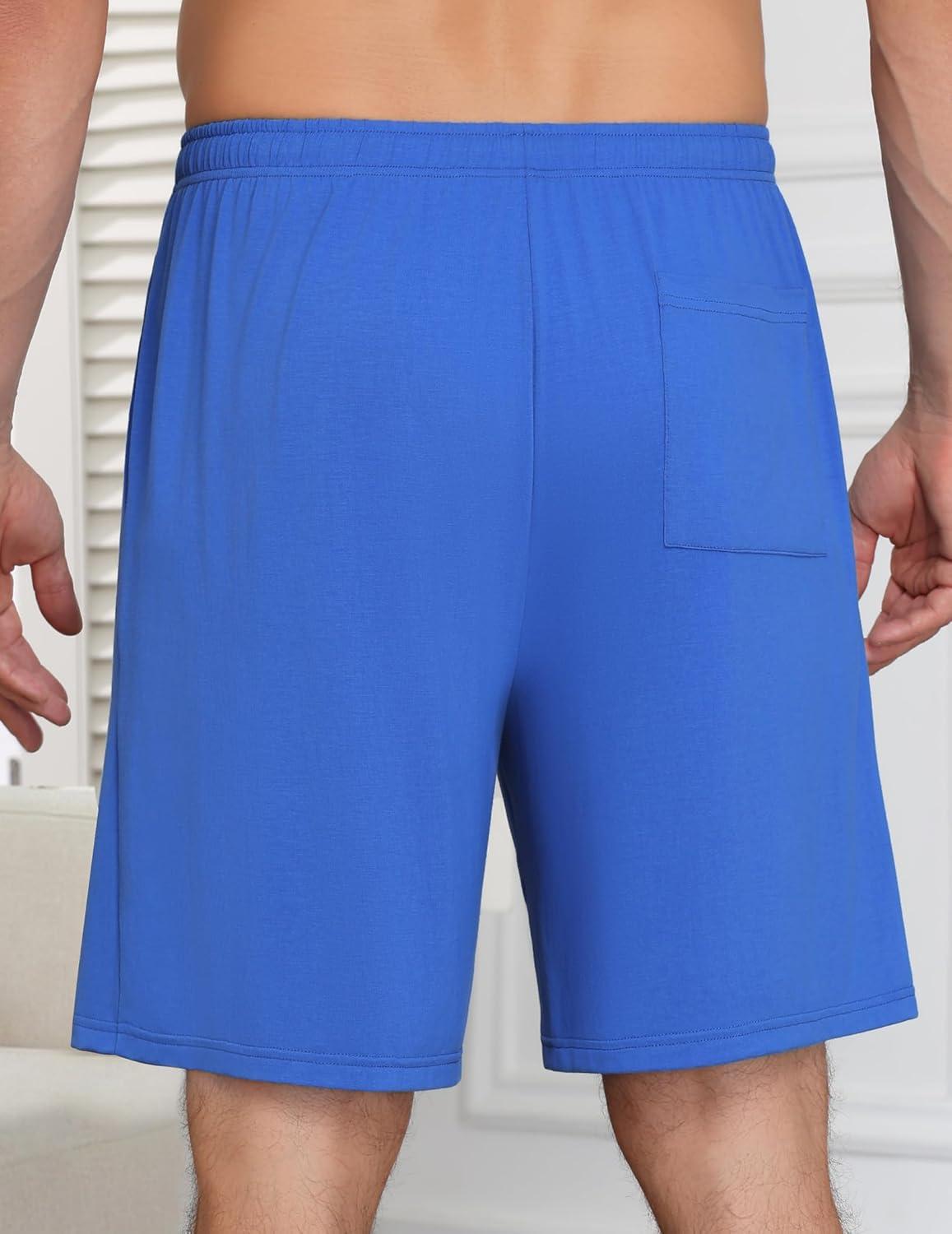 imageEkouaer Mens Pajama Shorts Bamboo Viscose Breathable Soft Sleep Short Elastic Waist 2026 Lounge PJ Short with PocketsBlue