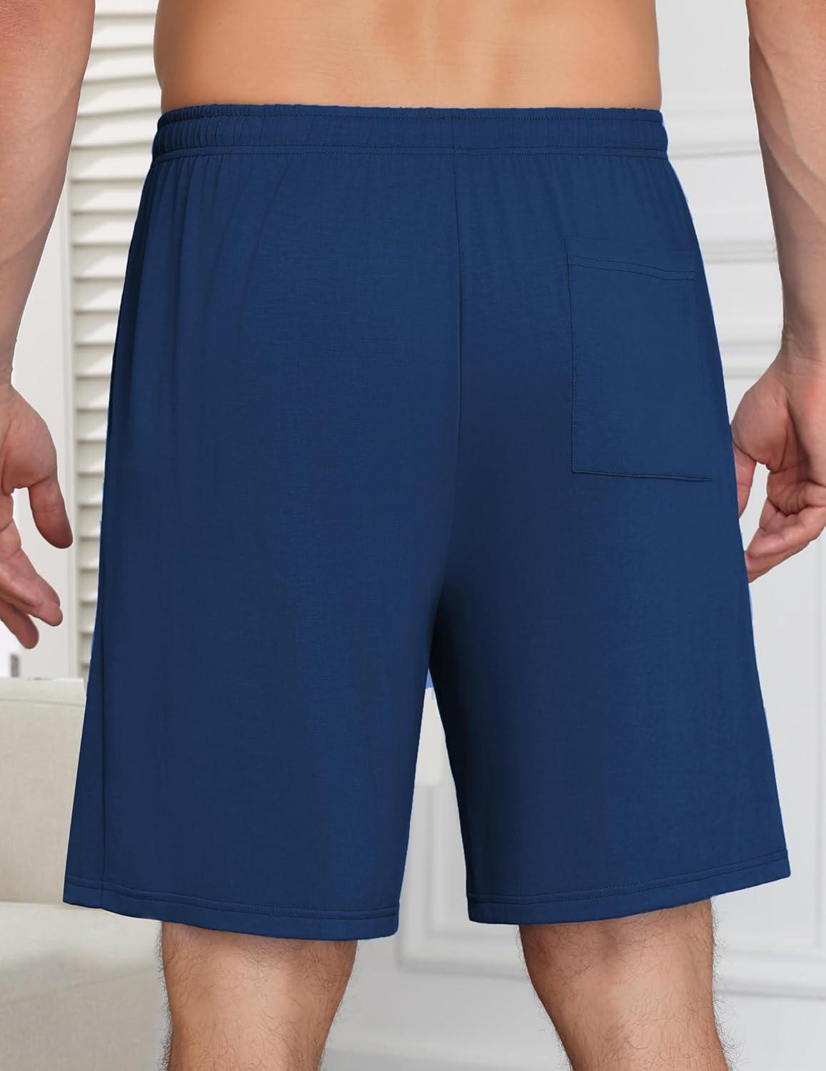 imageEkouaer Mens Pajama Shorts Bamboo Viscose Breathable Soft Sleep Short Elastic Waist 2026 Lounge PJ Short with PocketsDark Blue