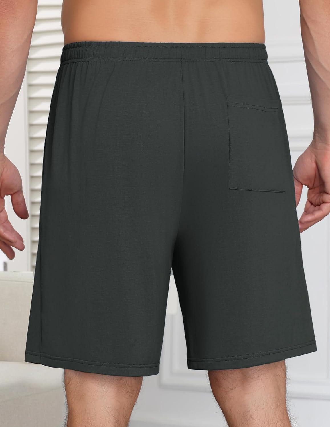 imageEkouaer Mens Pajama Shorts Bamboo Viscose Breathable Soft Sleep Short Elastic Waist 2026 Lounge PJ Short with PocketsGreen
