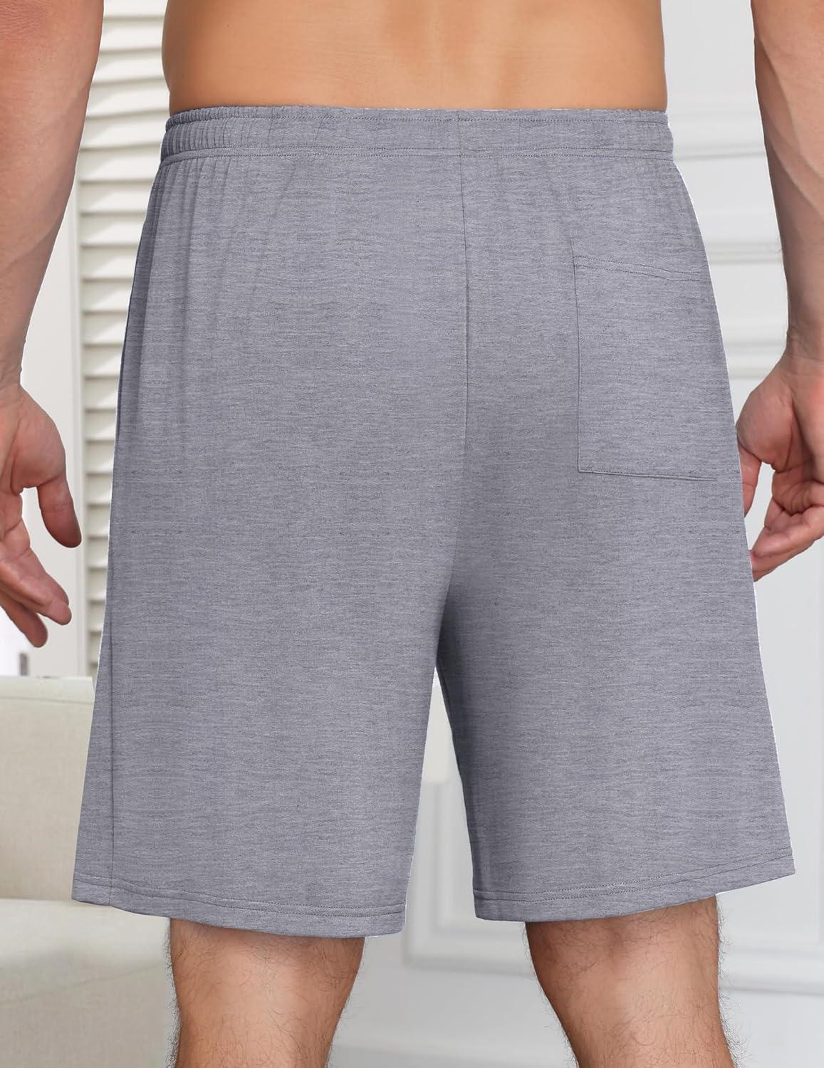 imageEkouaer Mens Pajama Shorts Bamboo Viscose Breathable Soft Sleep Short Elastic Waist 2026 Lounge PJ Short with PocketsLight Gray