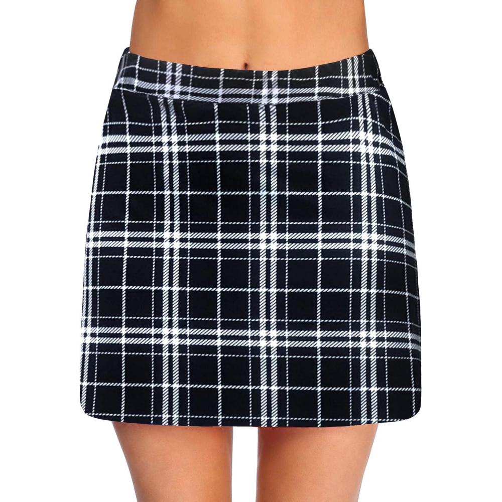 imageEkouaer 16 Golf Skorts for Woman with Inner Pockets Silicone Grippers Tennis Skirt Quick Dry Athletic Pickleball SkortPalid