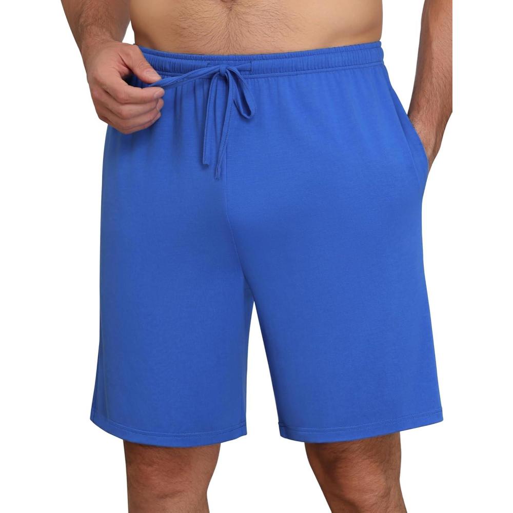 imageEkouaer Mens Pajama Shorts Bamboo Viscose Breathable Soft Sleep Short Elastic Waist 2026 Lounge PJ Short with PocketsBlue