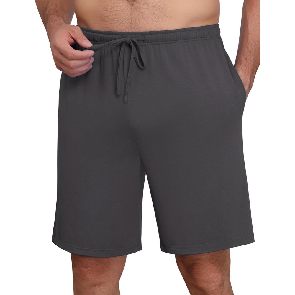 imageEkouaer Mens Pajama Shorts Bamboo Viscose Breathable Soft Sleep Short Elastic Waist 2026 Lounge PJ Short with PocketsGray