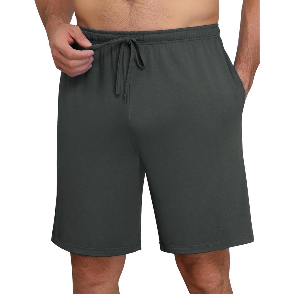 imageEkouaer Mens Pajama Shorts Bamboo Viscose Breathable Soft Sleep Short Elastic Waist 2026 Lounge PJ Short with PocketsGreen