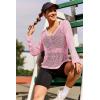 AI’MAGE Womens Crochet Tops Long Sleeve Hollow Out Swim Cover Up 2026 Beach Bikini Swimsuit Summer Tunic Top(Light Pink)