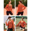 AI’MAGE Womens Crochet Tops Long Sleeve Hollow Out Swim Cover Up 2026 Beach Bikini Swimsuit Summer Tunic Top(Orange)