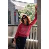 AI’MAGE Womens Crochet Tops Long Sleeve Hollow Out Swim Cover Up 2026 Beach Bikini Swimsuit Summer Tunic Top(Rose Red)