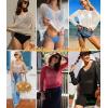 AI’MAGE Womens Crochet Tops Long Sleeve Hollow Out Swim Cover Up 2026 Beach Bikini Swimsuit Summer Tunic Top(Sky Blue)
