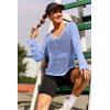AI’MAGE Womens Crochet Tops Long Sleeve Hollow Out Swim Cover Up 2026 Beach Bikini Swimsuit Summer Tunic Top(Sky Blue)