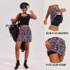Ekouaer 16“ Golf Skorts for Woman with Inner Pockets Silicone Grippers Tennis Skirt Quick Dry Athletic Pickleball Skort(Black Colorful Print)