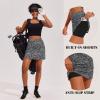 Ekouaer 16“ Golf Skorts for Woman with Inner Pockets Silicone Grippers Tennis Skirt Quick Dry Athletic Pickleball Skort(Black Leaf)