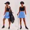 Ekouaer 16“ Golf Skorts for Woman with Inner Pockets Silicone Grippers Tennis Skirt Quick Dry Athletic Pickleball Skort(Blue Pattern)