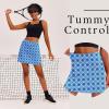 Ekouaer 16“ Golf Skorts for Woman with Inner Pockets Silicone Grippers Tennis Skirt Quick Dry Athletic Pickleball Skort(Blue Pattern)