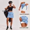 Ekouaer 16“ Golf Skorts for Woman with Inner Pockets Silicone Grippers Tennis Skirt Quick Dry Athletic Pickleball Skort(Blue White Floral)