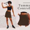 Ekouaer 16“ Golf Skorts for Woman with Inner Pockets Silicone Grippers Tennis Skirt Quick Dry Athletic Pickleball Skort(Brown)