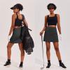 Ekouaer 16“ Golf Skorts for Woman with Inner Pockets Silicone Grippers Tennis Skirt Quick Dry Athletic Pickleball Skort(Dark Grey)