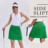 Ekouaer 16“ Golf Skorts for Woman with Inner Pockets Silicone Grippers Tennis Skirt Quick Dry Athletic Pickleball Skort(Green)