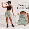 Ekouaer 16“ Golf Skorts for Woman with Inner Pockets Silicone Grippers Tennis Skirt Quick Dry Athletic Pickleball Skort(Green Pattern)