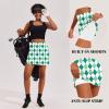 Ekouaer 16“ Golf Skorts for Woman with Inner Pockets Silicone Grippers Tennis Skirt Quick Dry Athletic Pickleball Skort(Green White Plaid)