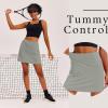 Ekouaer 16“ Golf Skorts for Woman with Inner Pockets Silicone Grippers Tennis Skirt Quick Dry Athletic Pickleball Skort(Grey Sage)