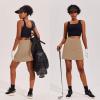 Ekouaer 16“ Golf Skorts for Woman with Inner Pockets Silicone Grippers Tennis Skirt Quick Dry Athletic Pickleball Skort(Khaki)