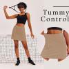 Ekouaer 16“ Golf Skorts for Woman with Inner Pockets Silicone Grippers Tennis Skirt Quick Dry Athletic Pickleball Skort(Khaki)
