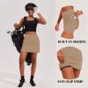 Ekouaer 16“ Golf Skorts for Woman with Inner Pockets Silicone Grippers Tennis Skirt Quick Dry Athletic Pickleball Skort(Khaki)
