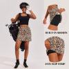 Ekouaer 16“ Golf Skorts for Woman with Inner Pockets Silicone Grippers Tennis Skirt Quick Dry Athletic Pickleball Skort(Leopard)