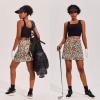 Ekouaer 16“ Golf Skorts for Woman with Inner Pockets Silicone Grippers Tennis Skirt Quick Dry Athletic Pickleball Skort(Leopard)
