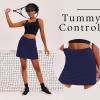 Ekouaer 16“ Golf Skorts for Woman with Inner Pockets Silicone Grippers Tennis Skirt Quick Dry Athletic Pickleball Skort(Navy Blue)