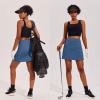 Ekouaer 16“ Golf Skorts for Woman with Inner Pockets Silicone Grippers Tennis Skirt Quick Dry Athletic Pickleball Skort(Oasis Blue)