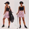 Ekouaer 16“ Golf Skorts for Woman with Inner Pockets Silicone Grippers Tennis Skirt Quick Dry Athletic Pickleball Skort(Pink Floral)