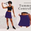 Ekouaer 16“ Golf Skorts for Woman with Inner Pockets Silicone Grippers Tennis Skirt Quick Dry Athletic Pickleball Skort(Purple)