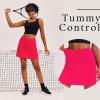 Ekouaer 16“ Golf Skorts for Woman with Inner Pockets Silicone Grippers Tennis Skirt Quick Dry Athletic Pickleball Skort(Rose Red)
