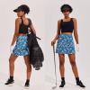 Ekouaer 16“ Golf Skorts for Woman with Inner Pockets Silicone Grippers Tennis Skirt Quick Dry Athletic Pickleball Skort(Teal Pattern)