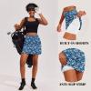 Ekouaer 16“ Golf Skorts for Woman with Inner Pockets Silicone Grippers Tennis Skirt Quick Dry Athletic Pickleball Skort(Teal Pattern)
