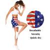 Ekouaer 16“ Golf Skorts for Woman with Inner Pockets Silicone Grippers Tennis Skirt Quick Dry Athletic Pickleball Skort(Usa Flag)