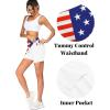 Ekouaer 16“ Golf Skorts for Woman with Inner Pockets Silicone Grippers Tennis Skirt Quick Dry Athletic Pickleball Skort(Usa Flag)
