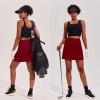 Ekouaer 16“ Golf Skorts for Woman with Inner Pockets Silicone Grippers Tennis Skirt Quick Dry Athletic Pickleball Skort(Wine Red)