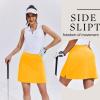 Ekouaer 16“ Golf Skorts for Woman with Inner Pockets Silicone Grippers Tennis Skirt Quick Dry Athletic Pickleball Skort(Yellow)