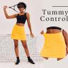 Ekouaer 16“ Golf Skorts for Woman with Inner Pockets Silicone Grippers Tennis Skirt Quick Dry Athletic Pickleball Skort(Yellow)